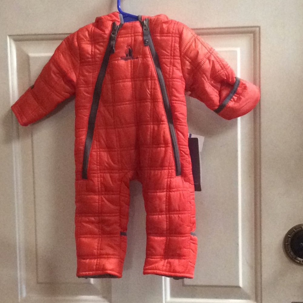 💕new RuggedBear orange snow suit Sz 3.-6M